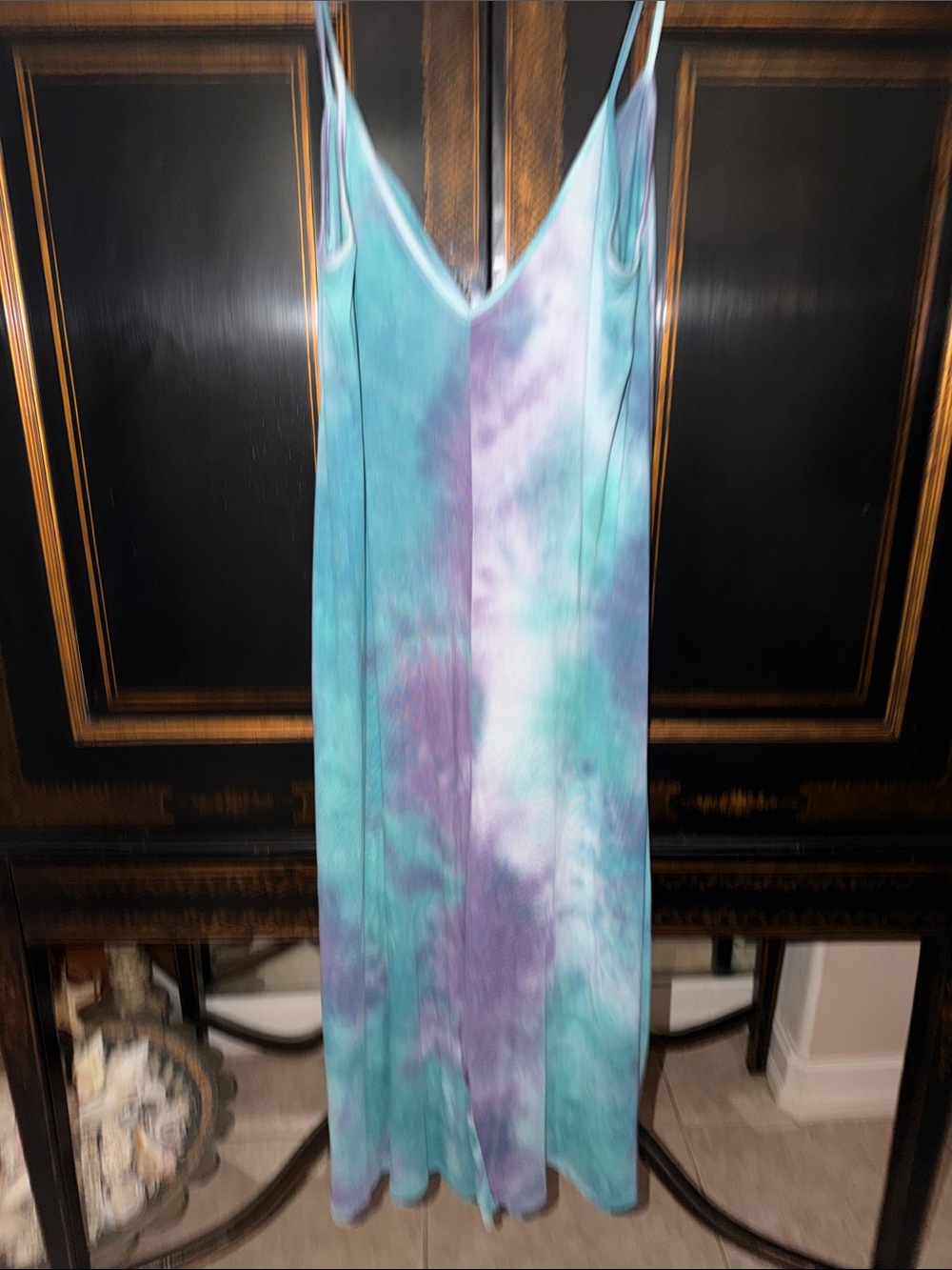 Tie-Dye  jumper in Aqua & Lavender large soft tee shirt fabric